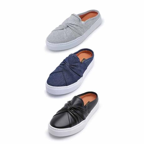Kit 3 Tenis Mule Feminino Detalhe em Nó Sola Antiderrapante - Cristaishoes - Mule Feminino - Magazine Luiza