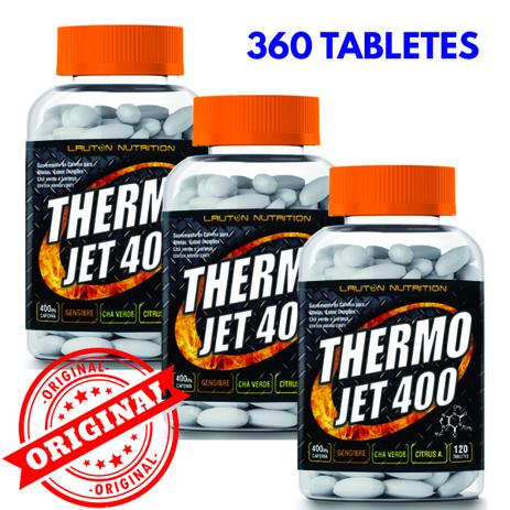 KIT 3 TERMOGÊNICO THERMO JET 400 - 120 tabletes - Emagrecedor - Lauton Menor preço em KIT 3 TERMOGÊNICO THERMO JET 400 - 120 tabletes - Emagrecedor - Lauton