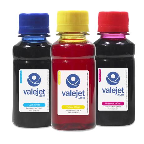 Kit 3 Tintas para Cartucho HP 662 662XL CMY Corante 100ml Valejet Menor preço em Kit 3 Tintas para Cartucho HP 662 662XL CMY Corante 100ml Valejet