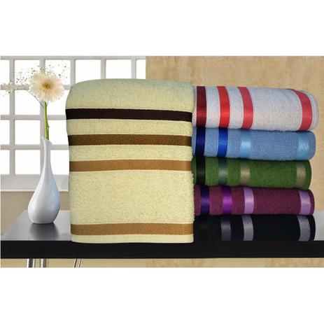 Kit 3 Toalhas de Banho Algodão com Barrado em Viscose Metalizado 345gr Cor: Azul - Sultan é boa?