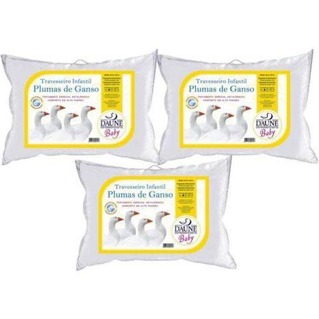 Kit 3 Travesseiros Infantil 100 Plumas 30x40cm - Daune Menor preço em Kit 3 Travesseiros Infantil 100 Plumas 30x40cm - Daune