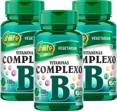 Kit 3 Un. Vitamina Complexo B 500mg 180 Comprimidos Unilife -