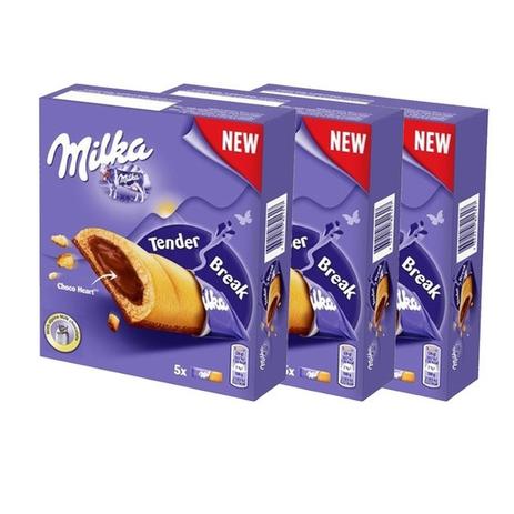 Kit 3 unid biscoito recheado chocolate milka tender break 130g Menor preço em Kit 3 unid biscoito recheado chocolate milka tender break 130g