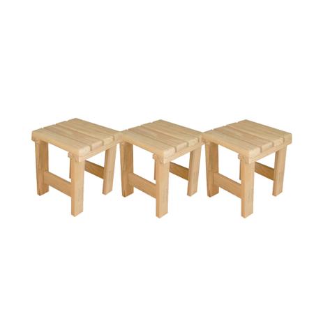 kit 3 Unidades Banquinhos Segurança de 27 cm em Madeira Para Jardim - Escada segurança Menor preço em kit 3 Unidades Banquinhos Segurança de 27 cm em Madeira Para Jardim - Escada segurança