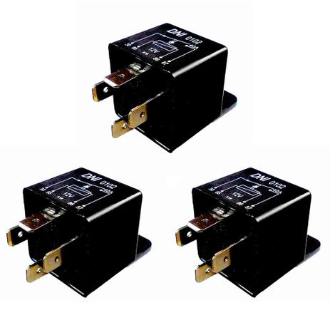 Kit 3 Unidades - Relé Auxiliar Universal 12V e 40A - DNI 0102 Menor preço em Kit 3 Unidades - Relé Auxiliar Universal 12V e 40A - DNI 0102