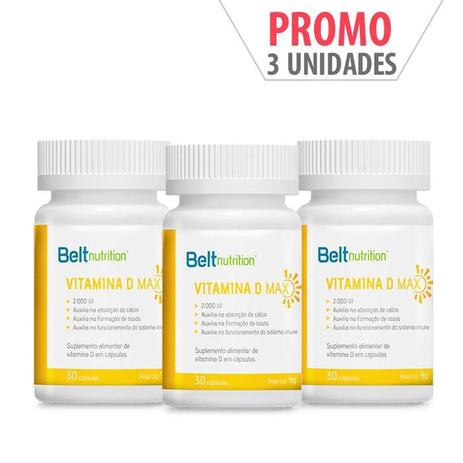 Kit 3 Unidades Vitamina D 30 Cápsulas Belt Nutrition Menor preço em Kit 3 Unidades Vitamina D 30 Cápsulas Belt Nutrition
