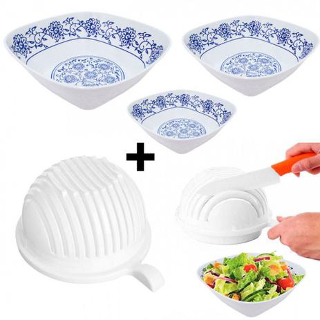 Kit 3 Vasilhas + Cutter Bowl Tigela para Cortar e Fatiar Saladas Fx Menor preço em Kit 3 Vasilhas + Cutter Bowl Tigela para Cortar e Fatiar Saladas Fx