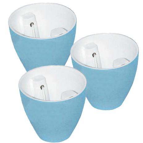 Kit 3 Vasos Auto Irrigáveis Azul 15x17cm + 3 Argilas 100g - Plantiê Menor preço em Kit 3 Vasos Auto Irrigáveis Azul 15x17cm + 3 Argilas 100g - Plantiê