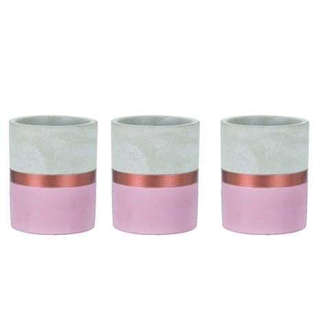 Kit 3 Vasos Rosa/Cobre Cimento 8X9X8Cm - Mart Menor preço em Kit 3 Vasos Rosa/Cobre Cimento 8X9X8Cm - Mart