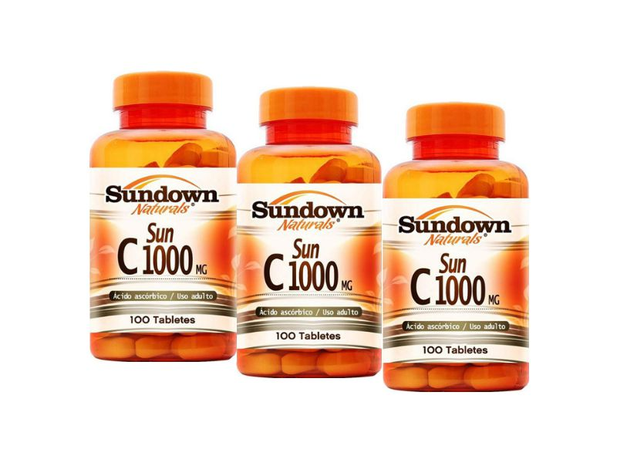 Kit 3 Vitamina C 1000mg Sundown 100 Tablets - Sundown naturals vitaminas Menor preço em Kit 3 Vitamina C 1000mg Sundown 100 Tablets - Sundown naturals vitaminas