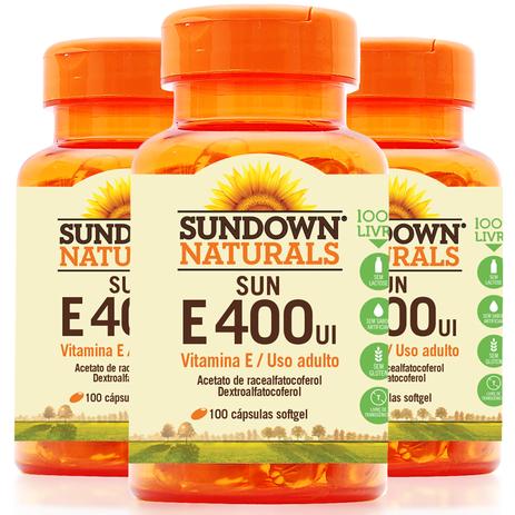 Kit 3 Vitamina E 400 Ui Sundown 180 Cápsulas - Sundown naturals vitaminas Menor preço em Kit 3 Vitamina E 400 Ui Sundown 180 Cápsulas - Sundown naturals vitaminas