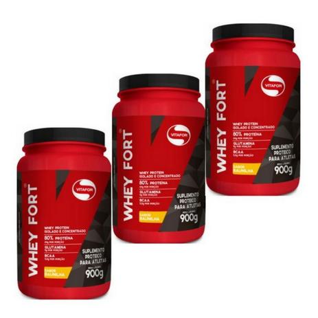 Kit 3 whey fort vitafor baunilha 900g Menor preço em Kit 3 whey fort vitafor baunilha 900g
