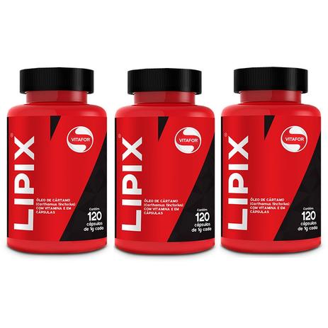 Kit 3 X Lipix Óleo de cártamo com vitamina E 120 caps - Vitafor Menor preço em Kit 3 X Lipix Óleo de cártamo com vitamina E 120 caps - Vitafor