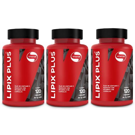 Kit 3 X Lipix Plus óleo de cártamo e guaraná com vit E - Vitafor Menor preço em Kit 3 X Lipix Plus óleo de cártamo e guaraná com vit E - Vitafor