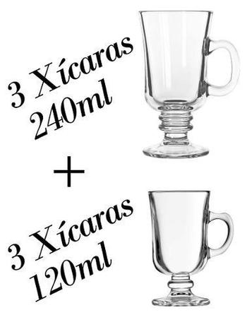 Kit 3 Xícaras 120ml + 3 240ml Dolce Gusto - Caneca Cappuccino - Crisal Menor preço em Kit 3 Xícaras 120ml + 3 240ml Dolce Gusto - Caneca Cappuccino - Crisal