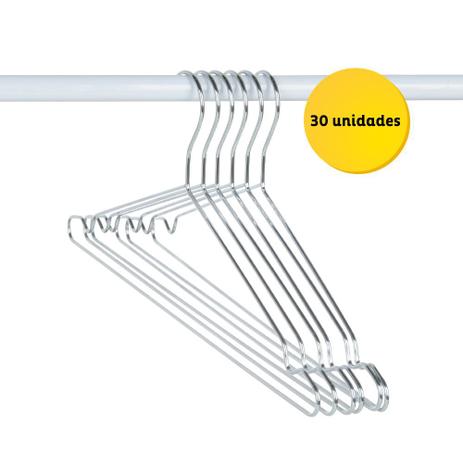 Kit 30 Cabides Cromado Arthi Menor preço em Kit 30 Cabides Cromado Arthi