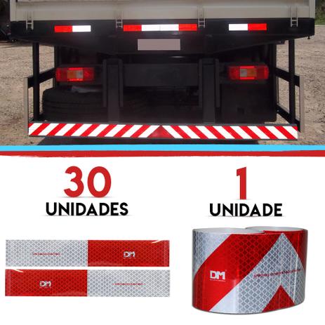 Kit 30 Faixa Refletiva Lateral e 01 Faixa Parachoque Caminhao Bau Onibus Carreta Denatran Padrao - Dm Menor preço em Kit 30 Faixa Refletiva Lateral e 01 Faixa Parachoque Caminhao Bau Onibus Carreta Denatran Padrao - Dm