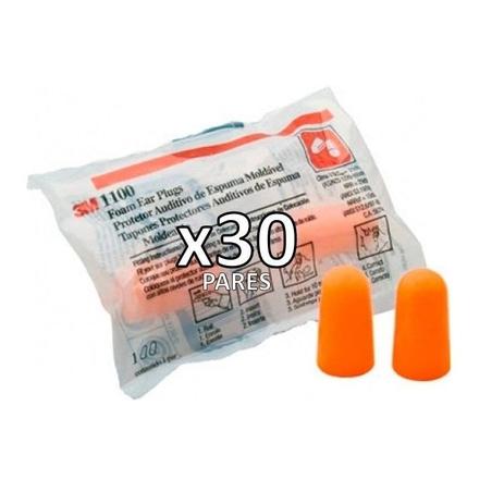 Kit 30 Pares Protetor Ouvidos Abafador Auricular De Espuma 3m Modelo 1100 Menor preço em Kit 30 Pares Protetor Ouvidos Abafador Auricular De Espuma 3m Modelo 1100