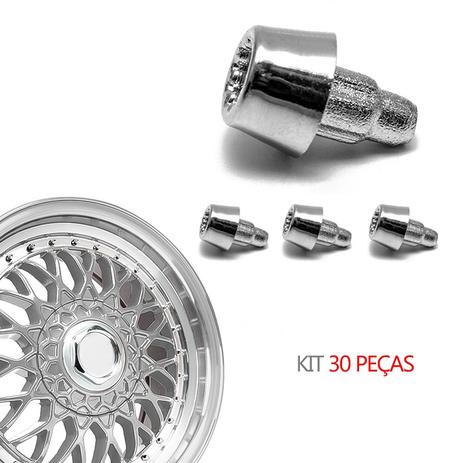 Menor preço em Kit 30 Rebite Estriado Cônico Cromado (MODELO Nº 01) - BBS BRW - Calota