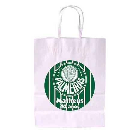 Kit 30 Sacola De Papel Branca Personalizada Palmeiras - Aluá festas Menor preço em Kit 30 Sacola De Papel Branca Personalizada Palmeiras - Aluá festas