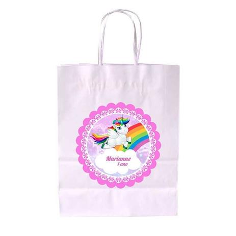 Kit 30 Sacola De Papel Branca Personalizada Unicórnio - Aluá festas Menor preço em Kit 30 Sacola De Papel Branca Personalizada Unicórnio - Aluá festas