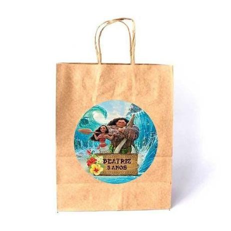 Kit 30 Sacola De Papel Kraft Personalizada Moana - Aluá festas Menor preço em Kit 30 Sacola De Papel Kraft Personalizada Moana - Aluá festas