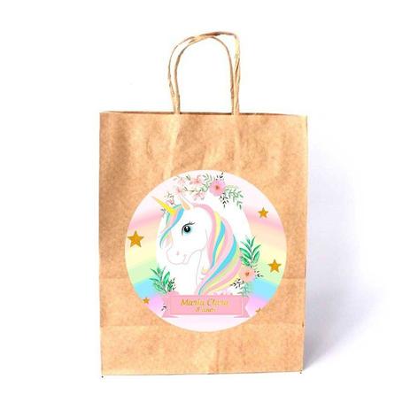 Kit 30 Sacola De Papel Kraft Personalizada Unicórnio Encantado - Aluá festas Menor preço em Kit 30 Sacola De Papel Kraft Personalizada Unicórnio Encantado - Aluá festas