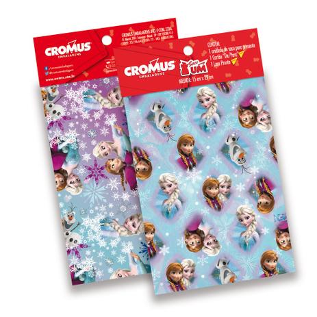 Menor preço em Kit 30 Sacos Presente C/Laço E Cartão Frozen Disney 25X37Cm - Cromus