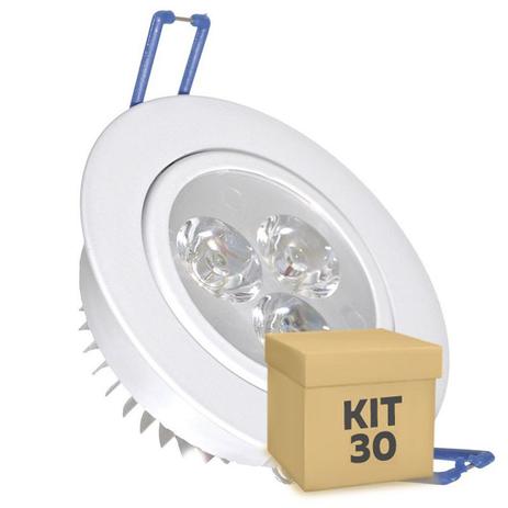 Kit 30 Spot Dicróica 3w LED Direcionável Corpo Branco - Iluminim led Menor preço em Kit 30 Spot Dicróica 3w LED Direcionável Corpo Branco - Iluminim led