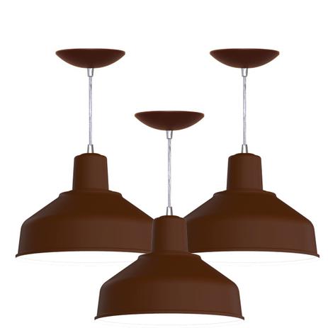 Kit 3Pendentes Bedd 12'' Retrô (Café Textura / Branco) - Shop Da Iluminação Menor preço em Kit 3Pendentes Bedd 12'' Retrô (Café Textura / Branco) - Shop Da Iluminação