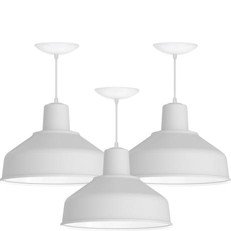 Kit 3Pendentes Bedd 14 Retrô (Branco Textura / Branco) - Shop da iluminação é boa?