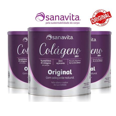 Kit 3un Colágeno Skin - Sanavita - Original - 300g Menor preço em Kit 3un Colágeno Skin - Sanavita - Original - 300g