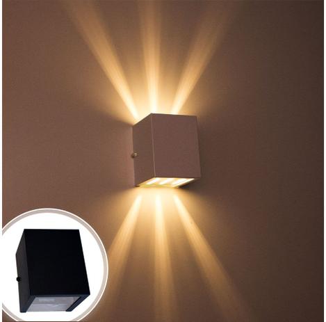 kit 3x Arandela de efeito 6 fachos preta luminária externa e interna st566 - Starlumen Menor preço em kit 3x Arandela de efeito 6 fachos preta luminária externa e interna st566 - Starlumen