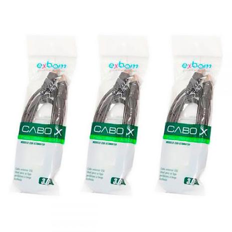 Kit 3x Cabo Extensor USB 2.0 Am+Af OD4.8 com Filtro 3M Exbom Menor preço em Kit 3x Cabo Extensor USB 2.0 Am+Af OD4.8 com Filtro 3M Exbom