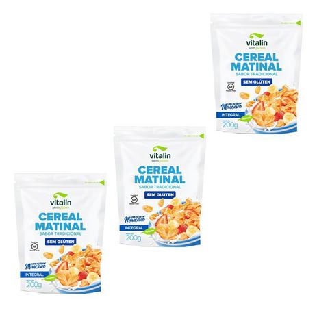 Kit 3X Cereal Matinal Integral 200G Sabor Tradicional - Vitalin Menor preço em Kit 3X Cereal Matinal Integral 200G Sabor Tradicional - Vitalin