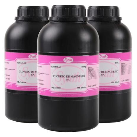 Kit 3x Cloreto de Magnésio 6H2O P.A. 1000g - Labsynth Menor preço em Kit 3x Cloreto de Magnésio 6H2O P.A. 1000g - Labsynth