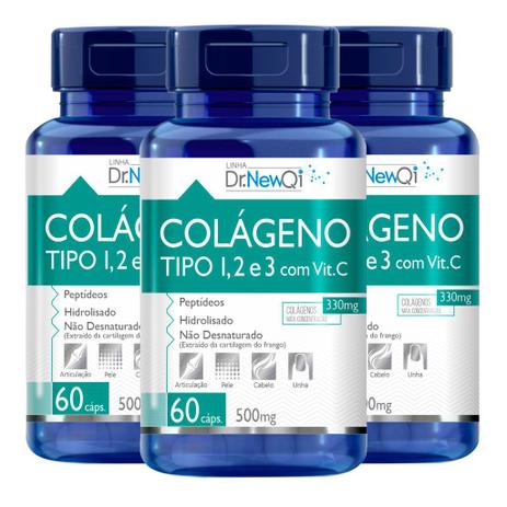 Kit 3x Colágeno Tipo 1,2 E 3 180 Cápsulas Dr Lair Upnutri Menor preço em Kit 3x Colágeno Tipo 1,2 E 3 180 Cápsulas Dr Lair Upnutri