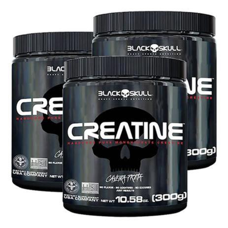 Kit 3x creatine turbo black skull 300g Menor preço em Kit 3x creatine turbo black skull 300g