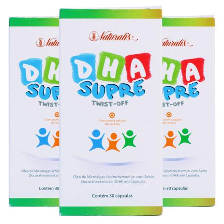 Kit 3x DHA Supre - Ômega 3 infantil de microalgas 30 cápsulas - Naturalis Menor preço em Kit 3x DHA Supre - Ômega 3 infantil de microalgas 30 cápsulas - Naturalis