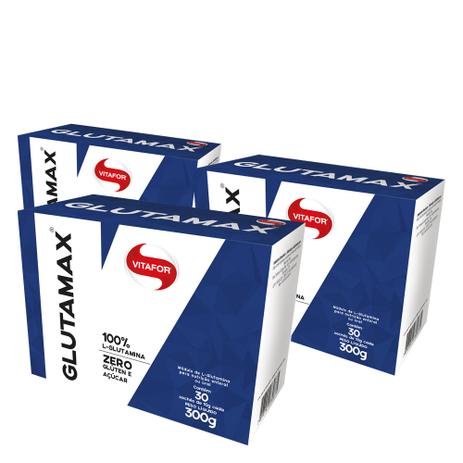 Kit 3x Glutamax 100 L-Glutamina 30 Sachês de 10g - Vitafor Menor preço em Kit 3x Glutamax 100 L-Glutamina 30 Sachês de 10g - Vitafor