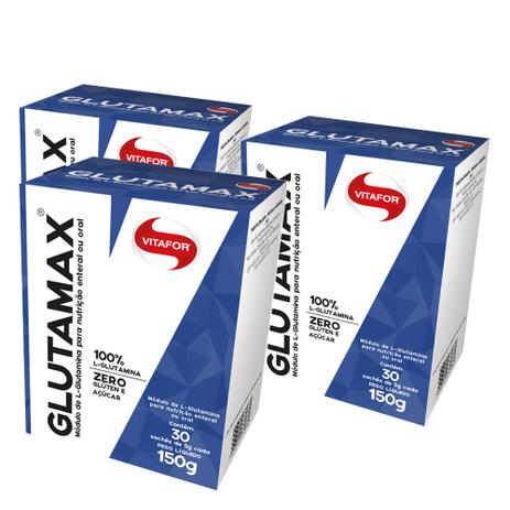 Kit 3x Glutamax 100 L-Glutamina 30 Sachês de 5g - Vitafor Menor preço em Kit 3x Glutamax 100 L-Glutamina 30 Sachês de 5g - Vitafor