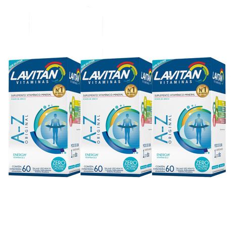 Kit 3x Lavitan A-Z 60 Cápsulas Multivitamínico Minerais - Cimed Menor preço em Kit 3x Lavitan A-Z 60 Cápsulas Multivitamínico Minerais - Cimed