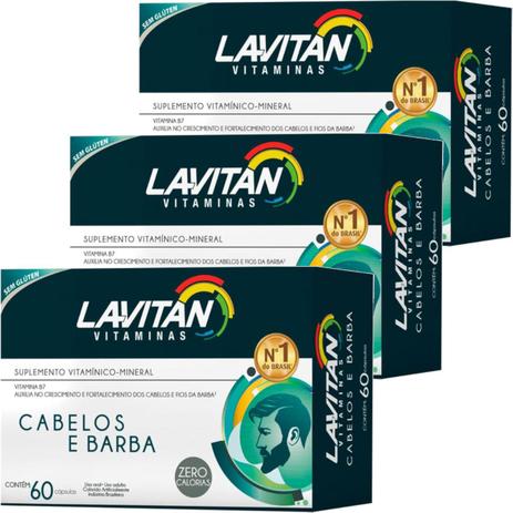 Kit 3x Lavitan Men Crescimento Cabelos e Barba 60 Cápsulas - Cimed Menor preço em Kit 3x Lavitan Men Crescimento Cabelos e Barba 60 Cápsulas - Cimed