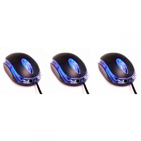 Kit 3x Mini Mouse USB 1000 LED Azul Scroll Exbom MS-10 Preto Menor preço em Kit 3x Mini Mouse USB 1000 LED Azul Scroll Exbom MS-10 Preto