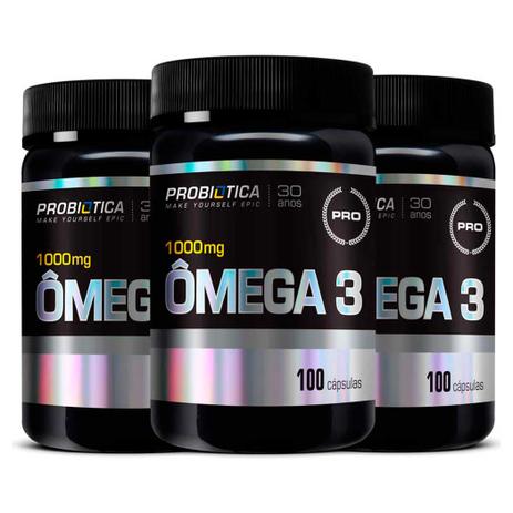Kit 3x Ômega 3 1000mg 100 Cápsulas - Probiótica Menor preço em Kit 3x Ômega 3 1000mg 100 Cápsulas - Probiótica