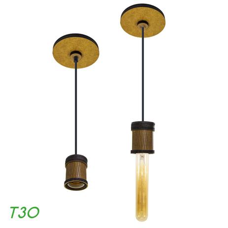 KIT 3X Pendente Madeira Soquete VINTAGE + Filamento Carbono T30 110V E27 LAÉ St396 - Starlumen Menor preço em KIT 3X Pendente Madeira Soquete VINTAGE + Filamento Carbono T30 110V E27 LAÉ St396 - Starlumen