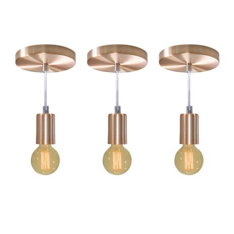 kit 3x Pendente Tubo Cilindro Alumínio Cobre Escovado + Filamento Carbono G95 110V St458 - Starlumen Menor preço em kit 3x Pendente Tubo Cilindro Alumínio Cobre Escovado + Filamento Carbono G95 110V St458 - Starlumen