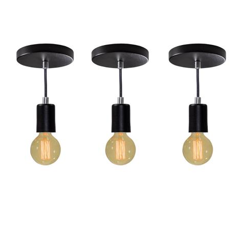 kit 3x Pendente Tubo Cilindro Alumínio Preto + Filamento Carbono G95 110V St458 - Starlumen Menor preço em kit 3x Pendente Tubo Cilindro Alumínio Preto + Filamento Carbono G95 110V St458 - Starlumen