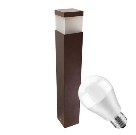 KIT 3X Poste luminária jardim balizador 50cm E27 marrom + LED 12W branco frio st222 - Starlumen Menor preço em KIT 3X Poste luminária jardim balizador 50cm E27 marrom + LED 12W branco frio st222 - Starlumen