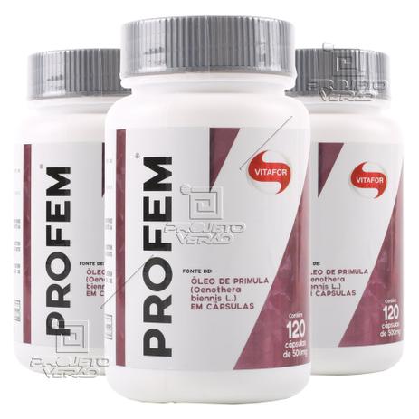 Kit 3x Profem Óleo de Prímula (500mg) 120 Cápsulas - Vitafor Menor preço em Kit 3x Profem Óleo de Prímula (500mg) 120 Cápsulas - Vitafor